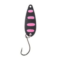 4005652821559 - Pro Staff Series Swindler Spoon - 30mm. - Vægt:2.3g. - Farve:Sort/pink, UV - 001 6067 203<br>With a tumbling run for more passive trouts. Can be guided extremely slow. Top in the cold season.