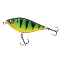 4005652853109 - Shirasu Jerk Bait wobler - 120mm. - Vægt:70g. - Farve:Fire Perch, UV - arbejdsdybde150cm - Baittype:Jerk Bait - 001 3357 001<br>Absolute top-class hardbait: Developed by our Shirasu Pro Staff team, produced in the EU! The hardbait features the highest quality workmanship and technical sophistication, including TSS (Twin Top Water System) or Cast & Balance systems. The true value of a high-quality hardbait, however, only becomes apparent when you look at its performance, which ultimately decides whether it is a success or a failure. Each type of hardbait in the Shirasu series has its own individual features, precisely matched to the type of guide and the expected target fish. The Twitch hardbait, for example, swings out sideways (Walk the Dog), the Asp hardbait vibrates at a high frequency and the Deep Diver is aggressive. Our Pro Staffers have spent countless
hours and tests on the water optimising these features. Each individual hardbait is put through a test basin at the manufacturer’s before delivery. This means that you can be 100% sure that only perfectly running hardbaits leave the production.
All plugs are lead-free and fitted with steel balls. Caution: extremely sharp trebles! 

The Shirasu Jerk Bait is easy to jerk and reel in. When jerked, it breaks out sideways. When reeling in monotonously, it runs through the water with S-curves. The Shirasu Jerk has a special feature: If you make a recovery stop, it slowly sinks down flanking. This flanking sink appears to trigger an impulse in the pikes, as it is in this phase that they often attack. Diving depth 8cm: 1.1m, 10cm: 1.3m, 12cm: 1.5m.