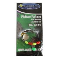 747191910007 - Waterstar Pighvar forfang i 0,5mm line - Længde: 30 cm - krog: 1/0 - med perler og spinneblad.