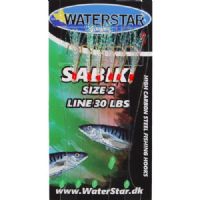 747191995066 - Waterstar Sabiki Rig - Makrel forfang - Green flash, Red head - 6 kroge str. 2 - Line: 30 LBS