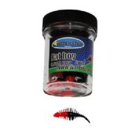 747191999712 - Waterstar - Rubber Baits - Model: Fat Boy junior - 3,5 cm - 10 stk. - Farve: Rød/Sort - Smag: Hvidløg