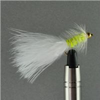 WS4916 - Long Shank - Cat Whisker - Farve: Chartreuse/Hvid med messing hoved - Str. : 10