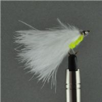 WS919 - Long Shank - Eyed Cat Whisker - Farve: Chartreuse/Hvid med sølv hoved - Str. : 10