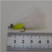 WS919 - Long Shank - Eyed Cat Whisker - Farve: Chartreuse/Hvid med sølv hoved - Str. : 10