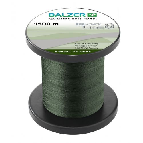 4005652100838 - Iron Line 8 fletline - Rullekapacitet:1500M. - Brudstyrke:8.1kg. - Farve:Grøn - 001 2662 010<br>Ironline® 8: our high performance line with 8-fold braiding and a sensational price/performance ratio! Balzer’s Ironline 8 boasts an eightfold braided high-performance line with an excellent load-bearing capacity. The line is impressive thanks to a soft, yet abrasion-resistant surface that enables the line to slide silently through the guides and which facilitates enormous casting distances. Thanks to the fact that it hardly stretches at all, you have direct contact to both bait and fish. In the Ironline 8 series you can find the right line for all types of fishing; what’s more at fantastic prices! 

Features: 8-fold braiding, Round braiding, 100% PE fibre, High loadbearing capacities, Very soft surface, High abrasion resistance, Extremely little stretching, UV protected. 

Iron Line green: Thanks to the dark-green colouring the cord is
ideal wherever inconspicuous colours are needed to avoid a shooing
effect.