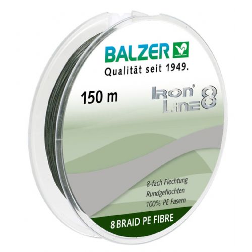 4005652101071 - Iron Line 8 fletline - Rullekapacitet:150M. - Brudstyrke:34.8kg. - Farve:Gr&oslash;n - 001 2663 030<br>Ironline® 8: our high performance line with 8-fold braiding and a sensational price/performance ratio! Balzer’s Ironline 8 boasts an eightfold braided high-performance line with an excellent load-bearing capacity. The line is impressive thanks to a soft, yet abrasion-resistant surface that enables the line to slide silently through the guides and which facilitates enormous casting distances. Thanks to the fact that it hardly stretches at all, you have direct contact to both bait and fish. In the Ironline 8 series you can find the right line for all types of fishing; what’s more at fantastic prices! 

Features: 8-fold braiding, Round braiding, 100% PE fibre, High loadbearing capacities, Very soft surface, High abrasion resistance, Extremely little stretching, UV protected. 

Iron Line green: Thanks to the dark-green colouring the cord is
ideal wherever inconspicuous colours are needed to avoid a shooing
effect.