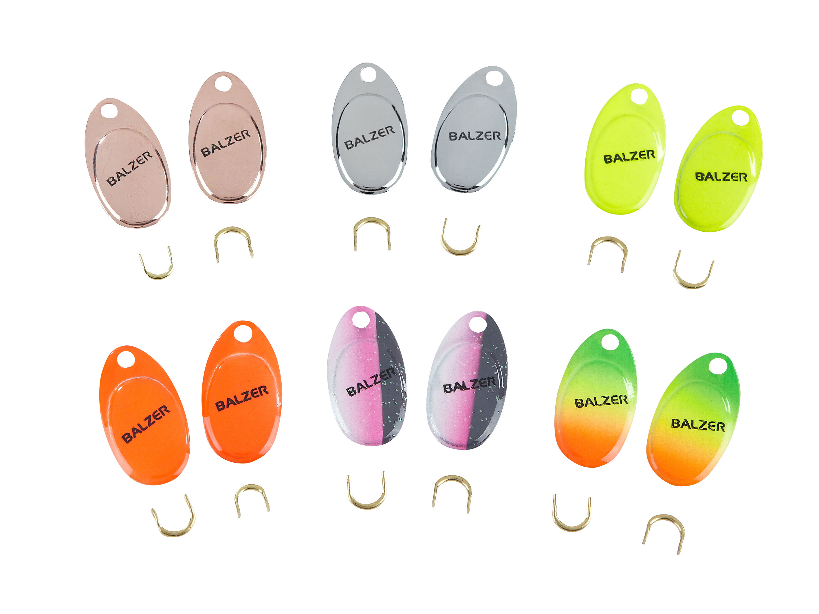 4005652111612 - Micro Spinner blade s&aelig;t med 12stk. - Farve:Ass.mix - 001 6032 610<br>12 micro spinner blades (6 colours, 2 of each), including 12 bails.