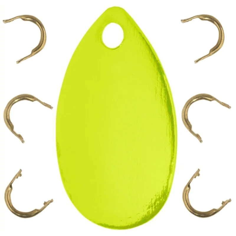 4005652161327 - Edition Sea, fladfiske spoon blade med eyelets - Længde:8cm. - Farve:Gul, UV - 001 4732 042<br>Useful accessories for all anglers, who want to construct their own systems or in order to refine existing leaders individually.