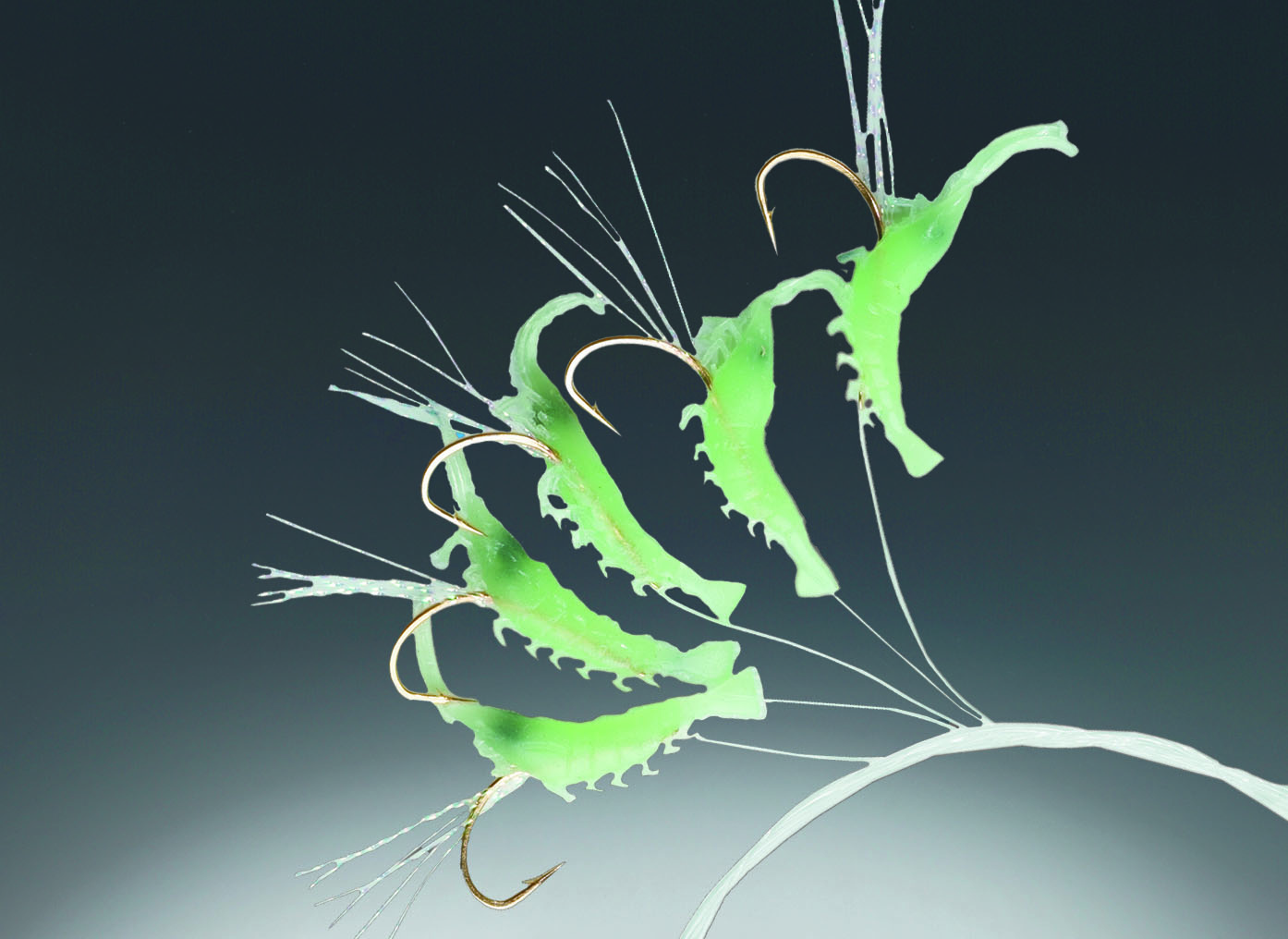 4005652196770 - Edition Sea, sildeforfang, mini reje - Længde:130cm. - Farve:Gr&oslash;n - 001 4792 050<br>Edition Sea Herring Mini Shrimp Rig fluo 0.45/0.45mm 130cm 5x