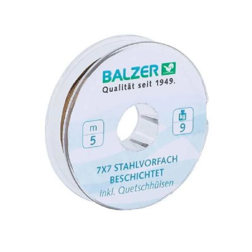 4005652806921 - Shirasu 7x7 Niroflex spole, coated - Rullekapacitet:5M. - Brudstyrke:6kg. - 001 4570 106<br>5m spool with crimp sleeves. Coated 7x7 Stainless steel. With crimped sleeves.