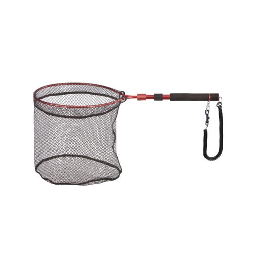 4005652818771 - Shirasu teleskop fangstnet til vadefiskeri med magnet clip - Længde:0.73cm. - Farve:R&oslash;d - 001 8220 103<br>Finally there is it: a telescopic wading net! Which trout fisherman does not know the problem? When wading, then a normal wader is sufficient, but partly when fishing from the shore a conventional wader is just too short. Our new innovative wading net can be taken off and used on shore areas. With the magnetic clip, the net can be transported and operated super comfortable. The safety cable prevents the landing net from being lost unnoticed. With rubberized net. Head diameter: 32cm. Mesh width 6mm.