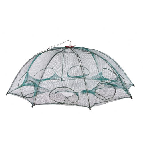 4005652818849 - Krabbef&aelig;lde - 001 8220 107<br>Can be easily folded out and folded like an umbrella. For catching crabs but also baitfish. Mesh size: 5mm. Transport dimension: 64cm.