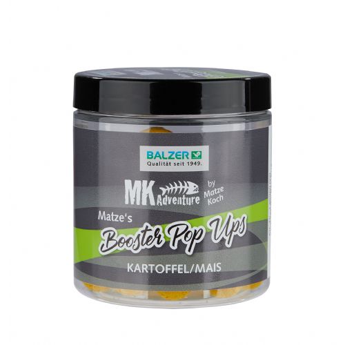 4005652820897 - MK Booster Ball Pop Ups mix, 15/20mm - Farve:Sand - Smag/duft:Potato/Corn - 001 8596 009<br>Matze’s pop-ups in the same colours as the Booster Balls, and then again as flamboyant fluo versions, are guaranteed to attract the attention of the moss backs. Let the pop-up float 5-10cm above the ground. For longer rigs you can adjust the height with split shot lead or putty. Try also the snowman sassembly. A Robin Red Monstercrab boilie followed by a pop up gives a super catchy double-bait that strikes heavily. Now new: You will find 15mm and 20mm balls so that you can always act flexibly. No matter whether one 20 or two 15mm or a snowman, from a 20-size basic boilie and a 15 size pop-up, they are all possibilities that are open to you. The suitable dips are equally well suitable both for the pop-ups and for the basic boilies.