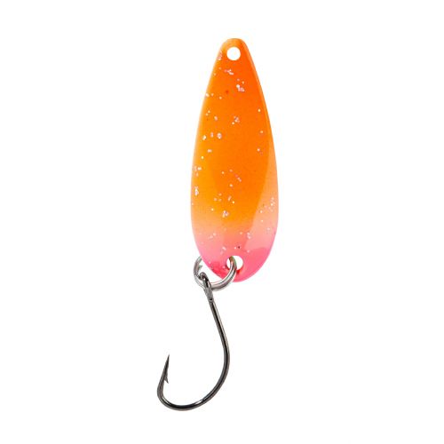 4005652821535 - Pro Staff Series Swindler Spoon - 30mm. - Vægt:2.3g. - Farve:Orange/Pink-Glitter, UV - 001 6067 201<br>With a tumbling run for more passive trouts. Can be guided extremely slow. Top in the cold season.