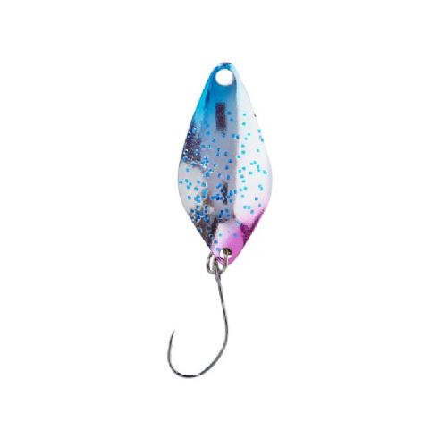 4005652830254 - Pro Staff Series Chicco spoon - 20mm. - Vægt:0.8g. - Farve:Blue-Silver-Glitter, UV - 001 6082 002<br>Extra-small and light spoons for fishing in summer when the trout are in the upper layers of water and look-out for small bait. Most colours are on the muted side, which has proved extremely effective on passive fishes.