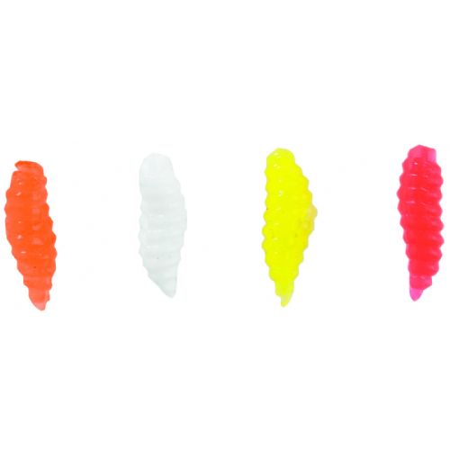 4005652839875 - Feedermaster, Soft Casters - 10mm. - Farve:Ass.mix - Baittype:Pinkies - 001 6210 010<br>The bait is combined with natural bait on the hook. Thanks to their buoyancy they neutralise the dead weight of the hook and hence afford the genuine baits much more natural presentation. The bright-coloured maggots arouse the attention of the fish in cloudy waters. Very natural shape, 10 fletline, colours: yellow, orange, Japanese red and white. Content: 40 pieces, each colour 10 pieces.
