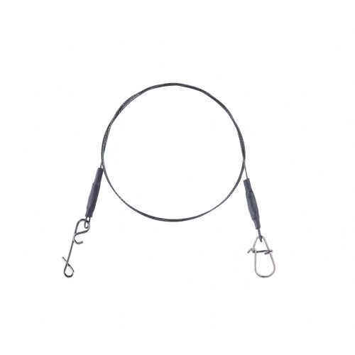 4005652840376 - Shirasu Titanium forfang med No-Knot, 1x7 - Længde:35cm. - Brudstyrke:7kg. - 001 6137 007<br>Titanium steel has high load-bearing capacities and is totally resistant to sharp pike teeth. The special thing about this material is that if it is ever bent, it leaves no crease marks and always smooths itself out again. Also completely torsion-free. With 1 safety snap and 1 no knot snap.