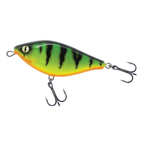 4005652853109 - Shirasu Jerk Bait wobler - 120mm. - Vægt:70g. - Farve:Fire Perch, UV - arbejdsdybde150cm - Baittype:Jerk Bait - 001 3357 001<br>Absolute top-class hardbait: Developed by our Shirasu Pro Staff team, produced in the EU! The hardbait features the highest quality workmanship and technical sophistication, including TSS (Twin Top Water System) or Cast & Balance systems. The true value of a high-quality hardbait, however, only becomes apparent when you look at its performance, which ultimately decides whether it is a success or a failure. Each type of hardbait in the Shirasu series has its own individual features, precisely matched to the type of guide and the expected target fish. The Twitch hardbait, for example, swings out sideways (Walk the Dog), the Asp hardbait vibrates at a high frequency and the Deep Diver is aggressive. Our Pro Staffers have spent countless
hours and tests on the water optimising these features. Each individual hardbait is put through a test basin at the manufacturer’s before delivery. This means that you can be 100% sure that only perfectly running hardbaits leave the production.
All plugs are lead-free and fitted with steel balls. Caution: extremely sharp trebles! 

The Shirasu Jerk Bait is easy to jerk and reel in. When jerked, it breaks out sideways. When reeling in monotonously, it runs through the water with S-curves. The Shirasu Jerk has a special feature: If you make a recovery stop, it slowly sinks down flanking. This flanking sink appears to trigger an impulse in the pikes, as it is in this phase that they often attack. Diving depth 8cm: 1.1m, 10cm: 1.3m, 12cm: 1.5m.