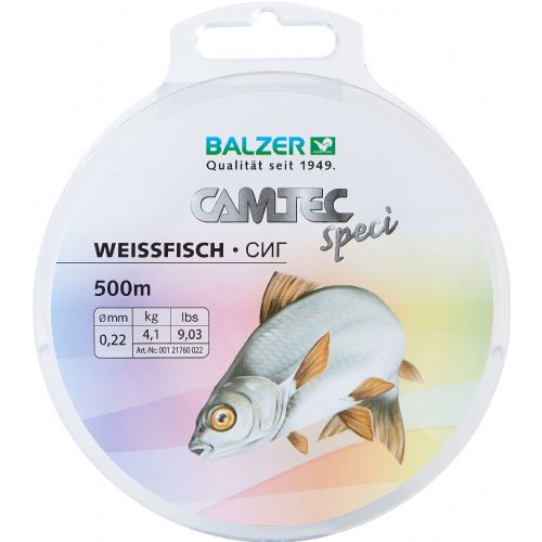 4005652857602 - Camtec Speci monofil line - Rullekapacitet:500M. - Brudstyrke:3.7kg. - Farve:Grå - Variant:Whitefish - 001 2176 020<br>Camtec Speci Line: The newly launched Camtec Speci lines with new attractive spools and new target fishes/types of fishing such as perch and feeder.