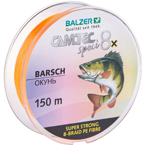 4005652859552 - Camtec Speci 8x fletline - Rullekapacitet:150M. - Brudstyrke:9kg. - Farve:Orange - Variant:Perch - 001 2074 012<br>Speci 8x: our new line with 8-fold braiding and a sensational price/performance ratio!
Our Speci line is now also available as an 8-fold high-performance line which is in terms of colors and diameter precisely tailored to the respective target fish or fishing method. 
The lines are made of 100% PE fibers! 

Features: 8-fold braiding, Round braiding, 100% PE fibre, High load-bearing capacities, Soft surface, High abrasion resistance, Extremely little stretching, UV protected.

