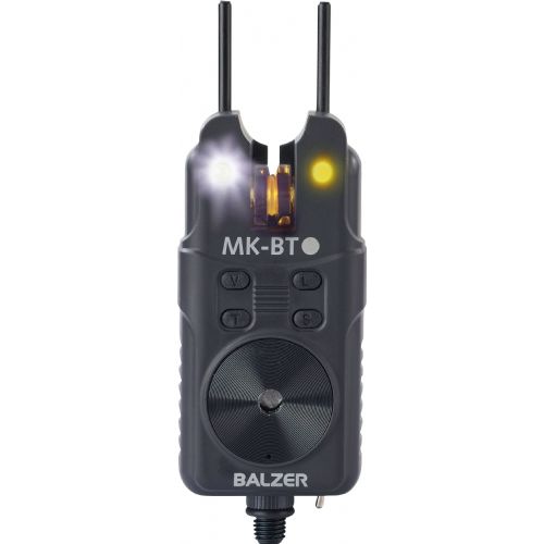 4005652862118 - MK-BT bluetooth bidindikator - Farve:Gul - 001 1981 110<br>MK-BT Bluetooth: 

Matze’s proven, inexpensive and reliable bite indicator have a stunning innovation for which Balzer has a patent pending. The smartphone can recognize these bite indicator with an app and serves as a receiver. 	
With a range of over 40m (with small obstacles!) it fulfills all the wishes. You can set the bite indicator to be quiet so as not to disturb anyone or alert other fisherman to your own bites. Instead, for example, only the mobile phone in the jacket pocket vibrates subtly. Even fall bites are visually and acoustical signalized. The four available colors are recognized by the bite indicator when you turn them on in the appropriate order. 

Color of LED: yellow. 

FEATURES: Snag Bars made of aluminium, 6 x sensitivity function, 8 separate volume and 6 separate sound levels, Strike and Run function, Switchable night light, Drop-bite indication, Sounder box-/Swinger-connection, English thread, Operation with 3 AAA batteries (not included). 

FEATURES OF THE APP: Many settings directly via the app, Acoustic and visual bite indication, Fall bite indication by double tone, Optional vibration alarm, Optional activation of the flashlight when biting, 4 colors to choose from, Bite alarm battery level indicator, 
Bluetooth connection monitoring, Range about 40m.