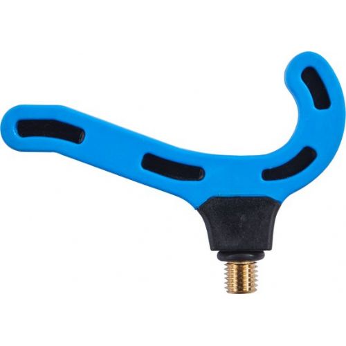 4005652864235 - Feedermaster, Feeder/Method Feeder stang rest, buet - Farve:Bl&aring; - 001 6501 006<br>Soft rest for feeder and method feeder rods: The special shape prevents the rod from being torn from the rod rest in the event of a violent bite. With English aluminum thread, exactly fitting to our banksticks and storm poles. Delivered with self-service trailers.