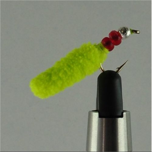 SGMAG002 - Maggot - Farve: Chartreuse med rød og sølv hoved - Str. : 10