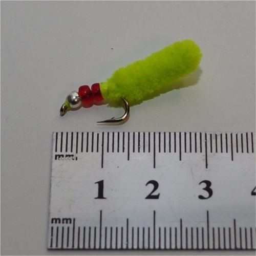 SGMAG002 - Maggot - Farve: Chartreuse med rød og sølv hoved - Str. : 10