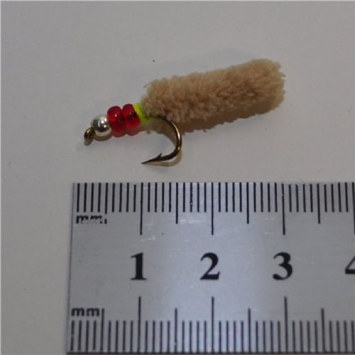 SGMAG003 - Maggot - Farve: Natur med rød og sølv hoved - Str. : 10