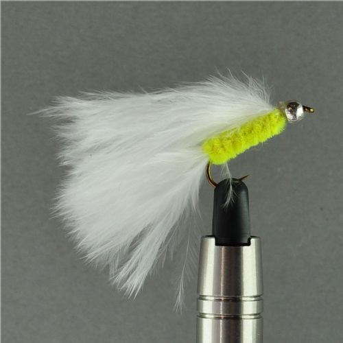 WS0167 - Long Shank - Bh Cat Whisker - Farve: Chartreuse/Hvid med sølv hoved - Str. : 10