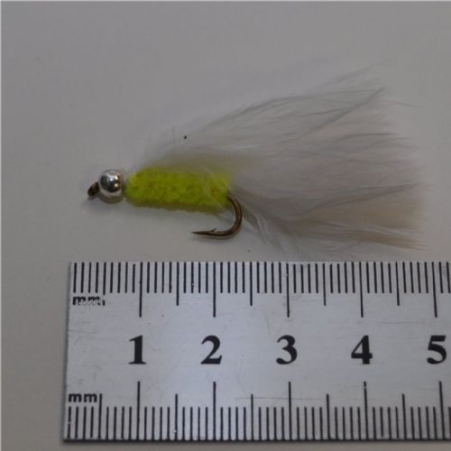 WS0167 - Long Shank - Bh Cat Whisker - Farve: Chartreuse/Hvid med sølv hoved - Str. : 10