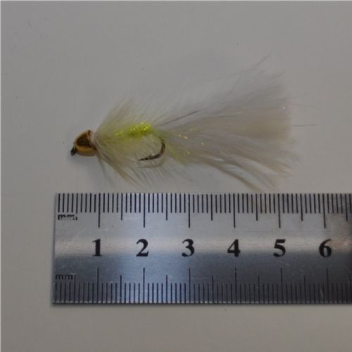 WS1165 - Long Shank - Conehead Cat Whisker White Chatreuse - Farve: Chartreuse/Hvid med messing keglehoved - Str. : 10