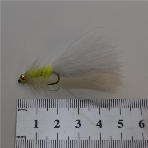 WS4916 - Long Shank - Cat Whisker - Farve: Chartreuse/Hvid med messing hoved - Str. : 10