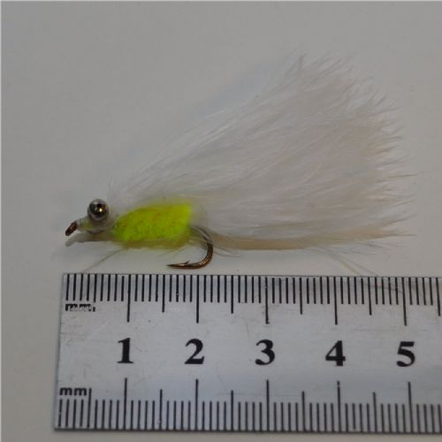 WS919 - Long Shank - Eyed Cat Whisker - Farve: Chartreuse/Hvid med sølv hoved - Str. : 10